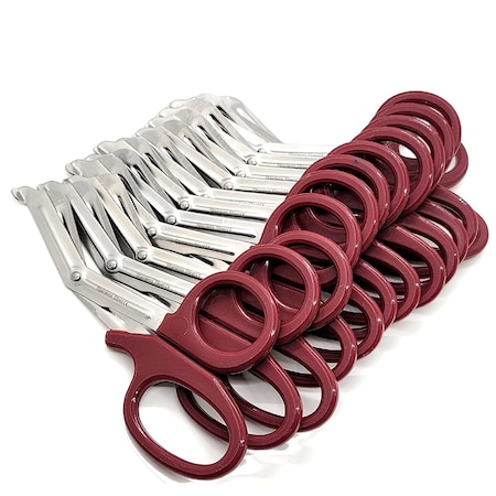 A2Z Scilab Trauma Shears 12/Pack Non-Stick 7.25 First Aid EMT Stainless Steel Scissors Burgandy Handle A2Z-ZR879